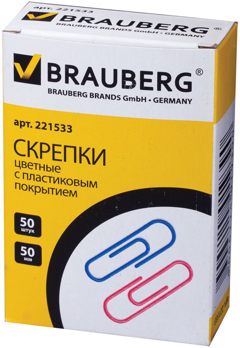 Brauberg Скрепки цветные 50 мм 50 шт221533 Brauberg Скрепки цветные 50 мм 50 шт221533Скрепки Brauberg обеспечивают надежное скрепление документов.