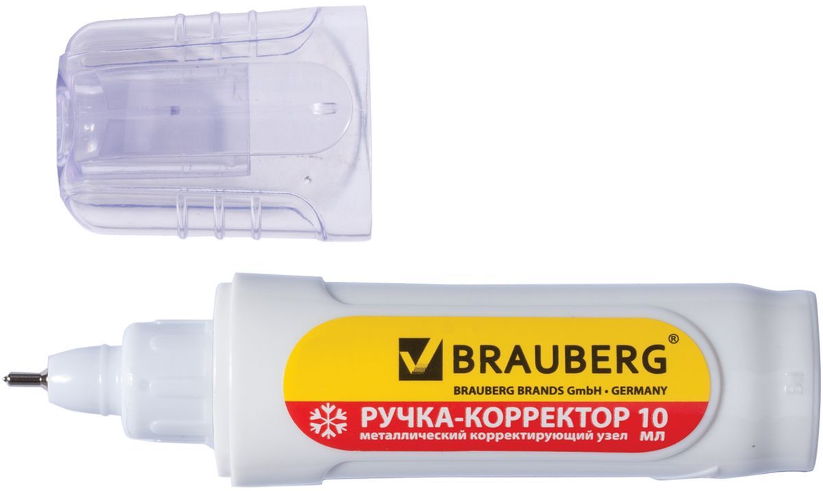 Brauberg Ручка-корректор 10 мл222059 Brauberg Ручка-корректор 10 мл222059Ручка-корректор Brauberg предназначена для наиболее аккуратного и точного исправления печатного и рукописного текста.