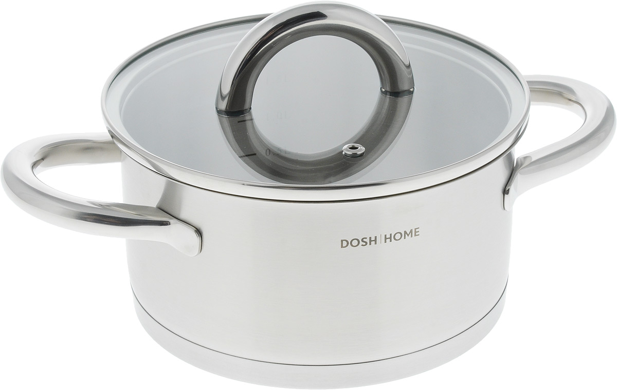 Кастрюля Dosh l Home ARIES с крышкой, 2 л200503 Кастрюля Dosh l Home ARIES с крышкой, 2 л200503Кастрюля Dosh l Home ARIES изготовлена из высококачественной нержавеющей стали. Нержавеющая сталь отличается высокой экологической чистотой и долговечностью, устойчива к воздействию пищевых кислот, не образует соединений с компонентами пищи. Толстое многослойное дно обеспечивает быстрый нагрев и равномерное распределение тепла по всей поверхности. Внутренняя стенка обработана мелкозернистым песком до матовости и имеет мерную шкалу. Жаропрочная стеклянная крышка плотно прилегает к краям посуды, имеет отверстие для выхода пара, сохраняя аромат и вкус блюд. При этом можно наблюдать за готовностью пищи без потери тепла. Крышка и кастрюля оснащены удобными ручками. Кастрюля подходит для газовых, электрических, стеклокерамических плит, включая индукционные. Можно мыть в посудомоечной машине. Высота стенки: 9,6 см. Ширина кастрюли (с учетом ручек): 29 см.