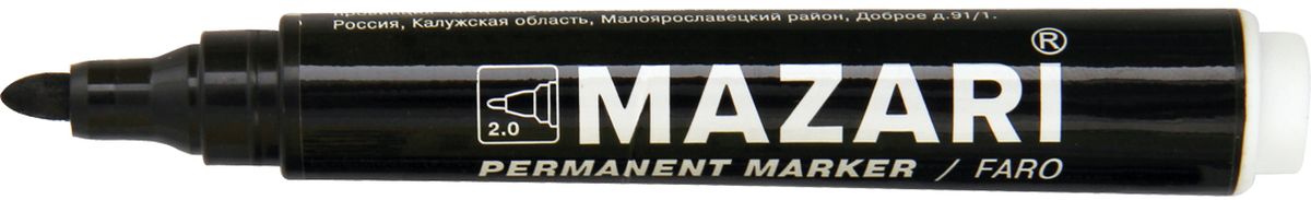Mazari Маркер перманентный Faro цвет черныйМ-5002_черный Mazari Маркер перманентный Faro цвет черныйМ-5002_черныйМаркер перманентный, FARO, ЧЕРНЫЙ, пулевидный пиш.узел 2 мм.