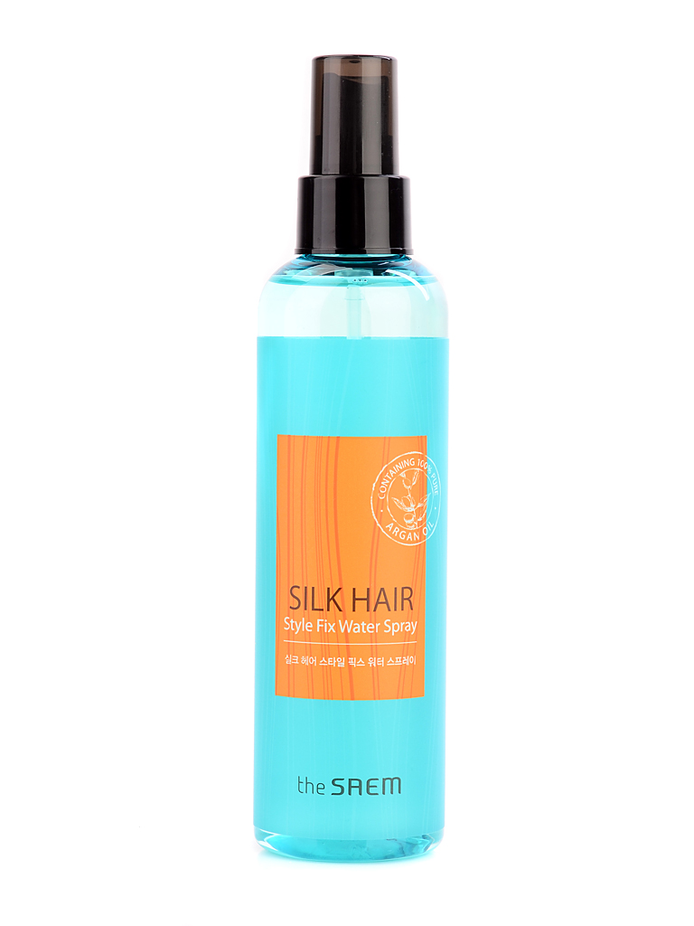 The Saem Cпрей для укладки волос Silk Hair Style Fix Water Spray, 200 млСМ2006 The Saem Cпрей для укладки волос Silk Hair Style Fix Water Spray, 200 млСМ2006Спрей (вода) для укладки позволяет придать локонам нужную форму, при этом, волосы не теряют свой природный блеск (он даже усиливается), а также оказываются защищенными от негативного воздействия окружающей среды. Спрей для укладки рекомендован для тонких волос, а также для волос ослабленных и поврежденных. В составе спрея аргановое масло, кератин, протеины шелка, а также экстракты лаванды, ромашки, розмарина, зеленого чая, шалфея, алоэ вера.