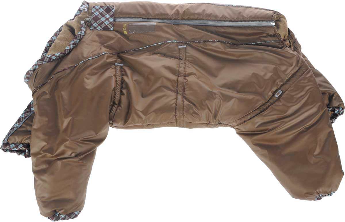 Комбинезон для собак Dogmoda Doggs, зимний, для девочки, цвет: коричневый. Размер XXLDM-140541_коричневый, клетка Комбинезон для собак Dogmoda Doggs, зимний, для девочки, цвет: коричневый. Размер XXLDM-140541_коричневый, клеткаКомбинезон для собак Dogmoda Doggs отлично подойдет для прогулок в зимнее время года. Комбинезон изготовлен из полиэстера, защищающего от ветра и снега, с утеплителем из синтепона, который сохранит тепло даже в сильные морозы, а на подкладке используется искусственный мех, который обеспечивает отличный воздухообмен. Комбинезон застегивается на молнию и липучку, благодаря чему его легко надевать и снимать. Молния снабжена светоотражающими элементами. Низ рукавов и брючин оснащен внутренними резинками, которые мягко обхватывают лапки, не позволяя просачиваться холодному воздуху. На вороте, пояснице и лапках комбинезон затягивается на шнурок-кулиску с затяжкой. Модель снабжена непромокаемым карманом для размещения записки с информацией о вашем питомце, на случай если он потеряется. Благодаря такому комбинезону простуда не грозит вашему питомцу и он не даст любимцу продрогнуть на прогулке. Обхват шеи: 76 см. Обхват груди:...
