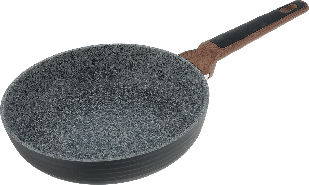 Сковорода Fissman Diamond Grey, с антипригарным покрытием. Диаметр 24 смAL-4302.24 Сковорода Fissman Diamond Grey, с антипригарным покрытием. Диаметр 24 смAL-4302.24Сковорода Fissman Diamond Grey изготовлена из литого алюминия с новым 5-слойным профессиональным покрытием EcoStone. Это устойчивое к царапинам и износу покрытие, усиленное вкраплениями каменных частиц. Усовершенствованная технология обеспечивает наилучшие эксплуатационные свойства, прочность и долговечность. Толстое дно сковороды рационально распределяет тепло, а удобная ручка из бакелита с силиконовой вставкой не нагревается и не скользит в руках. Уникальный, притягивающий дизайн сковороды Fissman Diamond Grey не оставит вас равнодушными. Подходит для газовых, электрических, стеклокерамических плит, а также индукционных. Можно мыть в посудомоечной машине. Высота стенки: 5,5 см. Длина ручки: 19 см.