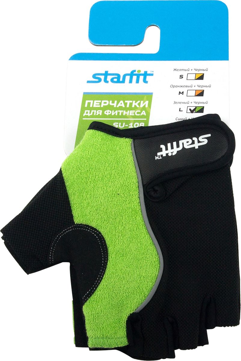 Перчатки для фитнеса Star Fit SU-108, цвет: зеленый, черный. Размер LУТ-00009314 Перчатки для фитнеса Star Fit SU-108, цвет: зеленый, черный. Размер LУТ-00009314Перчатки для фитнеса SU-108 - это перчатки для фитнеса STARFIT необходимы для безопасной тренировки со снарядами (грифы, гантели), во время подтягиваний и отжиманий. Они минимизируют риск мозолей и ссадин на ладонях. Характеристики: Материал: нейлон, кожа, полиэстер, эластан, поролон Размер: L Цвет: черный, зеленый Производство: КНР Особенности: Стильный дизайн Эластичные