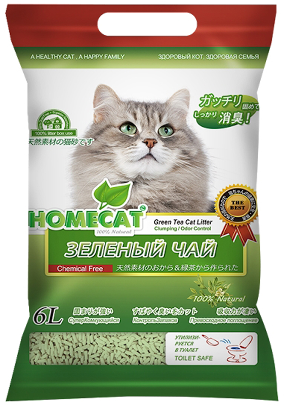 Наполнитель комкующийся HomeCat Эколайн. Зеленый чай, 6 л63018 Наполнитель комкующийся HomeCat Эколайн. Зеленый чай, 6 л63018Наполнитель HomeCat - экологически чистый, безопасный и на 100% биоразлагаемый, изготовленный из растительного сырья комкующийся наполнитель для кошачьих туалетов. С повышенной способностью водопоглощения и блокирования запаха. Безопасен для животного и человека. Поддерживает чистоту кошачьего туалета длительное время, подавляет запах, предотвращает рост бактерий.Обладает повышенным абсорбирующими свойствами, отлично удерживает влагу и запах внутри комка. Легкое удаление комков. Сверхнизкое содержание пыли. Натуральное сырье характеризуется приятной мягкостью и максимальным отсутствием пыли, обеспечивает приятные ощущения для кошачьих лап и органов дыхания. При производстве используется термообработка для уничтожения вредных микроорганизмов. Проходит несколько тестов безопасности. Добавление натуральных ароматизаторов позволяет долго поддерживать приятный аромат наполнителя. Вакуумная упаковка предотвращает появление бактерий и микроорганизмов. Сверхбыстрое образование комка, который...