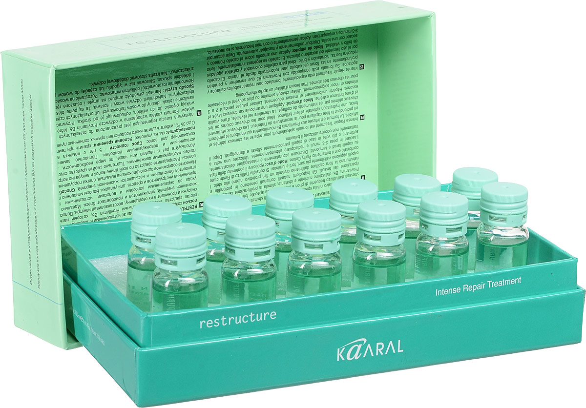 Kaaral Восстанавливающий лосьон Purify Intense Repair Treatment, 12x10 мл1223 Kaaral Восстанавливающий лосьон Purify Intense Repair Treatment, 12x10 мл1223Интенсивный восстанавливающий комплекс Purify Restructure создан специально для ухода за истощенными и поврежденными волосами. Запатентованная формула лосьона на основе провитамина B5 максимально быстро и эффективно насыщает волосы необходимыми аминокислотами, питая их изнутри и способствует восстановлению структуры волосяного стержня. Защищает от неблагоприятного воздействия окружающей среды. Подходит для подготовки поврежденных волос к окрашиванию и тонированию, гарантируя равномерный результат цветополучения. Не вымывает цветовые пигменты изнутри волоса, при постоянном применении восстанавливающий эффект пролонгируется.