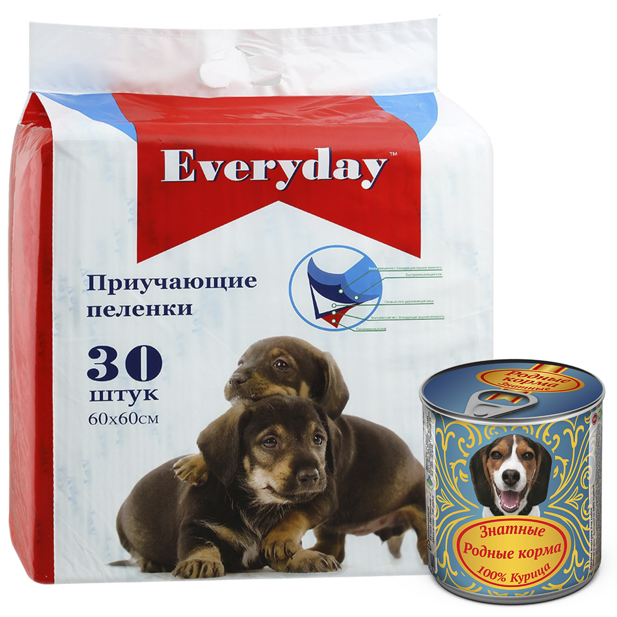 Впитывающие пеленки для животных Everyday, гелевые, 60х60 см, 30 шт + ПОДАРОК: Консервы для собак Родные корма Знатные, 100 % Курица, 340 г65425 Впитывающие пеленки для животных Everyday, гелевые, 60х60 см, 30 шт + ПОДАРОК: Консервы для собак Родные корма Знатные, 100 % Курица, 340 г65425Пелёнки изготовлены под девизом: Цена+качество+ гигиена+комфорт. Имеют ненавязчивый привлекающий аромат. Содержат специальный гель внутри впитывающего слоя, что позволяет продлить срок использования гигиенического изделия. Всегда чисто! Всегда сухо! + ПОДАРОК Консервы РОДНЫЕ КОРМА Знатные 100 % Курица для собак 340 г