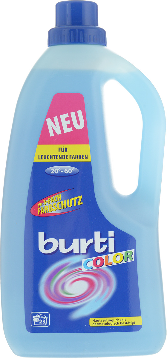 Жидкое средство для стирки Burti Color Liquid, для цветного белья, 1,5 л26958016 Жидкое средство для стирки Burti Color Liquid, для цветного белья, 1,5 л26958016Жидкое средство Burti Color Liquid предназначено для стирки цветного белья. Средство с тройной системой защиты цвета изготовлено в соответствии с рекомендациями ЕЭС и одобрено дерматологами. Благодаря присутствию в составе специальных энзимов, достигается более высокая яркость цветов. Мягкие, растительные ПАВы хорошо отстирывают белье, предотвращая выцветание красок, размывание цвета и линьку вещей. Средство содержит систему антипиллинг, предотвращающую образование катышков на одежде. Защищает стиральную машину от образования накипи. Рассчитано на 20 стирок в стиральной машине. Подходит для ручной стирки. Эффективно в холодной воде. Рекомендуемый температурный режим 20-60°С. Не содержит фосфаты, отбеливатель и кондиционер. Состав: соответствует рекомендациями ЕЭС: менее 5% - неионные тензиды, поликарбоксилаты, мыло; 15% - анион-тензиды, цеолиты; содержит энзимы (амилаза, протеаза), ароматизаторы. Товар сертифицирован.