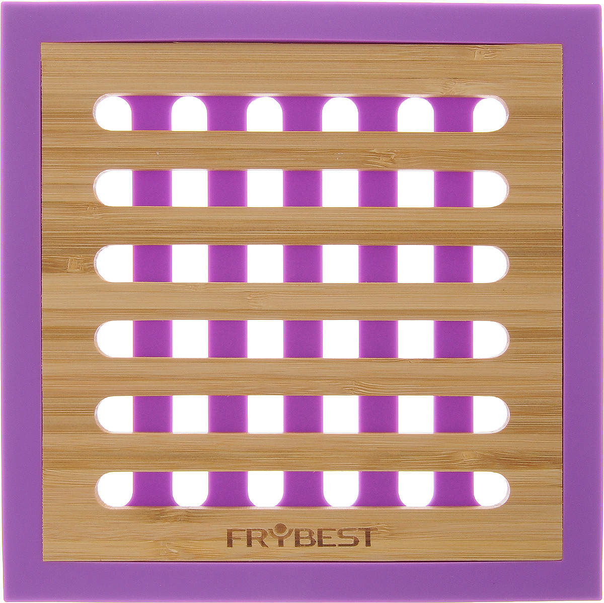 Подставка под горячее Frybest Murmure de Bambou, 20 х 20 смTR40721B1N1_сиреневый Подставка под горячее Frybest Murmure de Bambou, 20 х 20 смTR40721B1N1_сиреневыйПодставка под горячее, изготовленная из натурального бамбука с силиконовыми вставками, идеально впишется в интерьер современной кухни. Каждая хозяйка знает, что подставка под горячее - это незаменимый и очень полезный аксессуар на каждой кухне. Ваш стол будет не только украшен оригинальной подставкой, но и сбережен от воздействия высоких температур ваших кулинарных шедевров. Размер подставки: 20 х 20 х 1см.