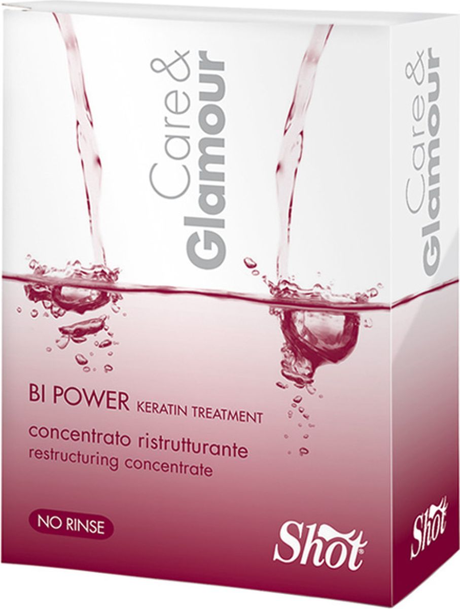 Shot Care and Glamour Bi Power Keratin Treatment - Био-ламинирование с кератином и минеральными солями 2*100 млSHCG113 Shot Care and Glamour Bi Power Keratin Treatment - Био-ламинирование с кератином и минеральными солями 2*100 млSHCG113Инновационный и уникальный продукт предназначен для восстановления сильно поврежденных, пористых волос. Белковый концентрат С12-С16 Step 1 и увлажняющий активатор Step 2 при смешении создают синергию, которая из жидкого состояния становится густым гелеобразным кремом. Обладает восстанавливающим действием, и долговременным терапевтически эффектом. Придаёт волосам эластичность и объём за счёт глубокого проникновения минеральных солей. Идеально подходит для обесцвеченных и осветленных волос.