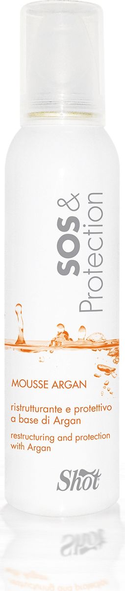 Shot Sos and Protection - Мусс с аргановым маслом 150 млSHSOS102 Shot Sos and Protection - Мусс с аргановым маслом 150 млSHSOS102Мусс с аргановым маслом – средство с повышенным содержанием витамина Е. Состав проникает глубоко в самое сердце волоса, помогая восстановить пористые, поврежденные участки, вернуть силу и восхитительное, здоровое сияние. Ваши локоны получают мягкую шелковистую текстуру и гладкость, сравнимую с процедурой ламинирования волос. Средство наделено сильным восстанавливающим эффектом, укрепляющим стержни волос, делающим волосы более эластичными и упругими.