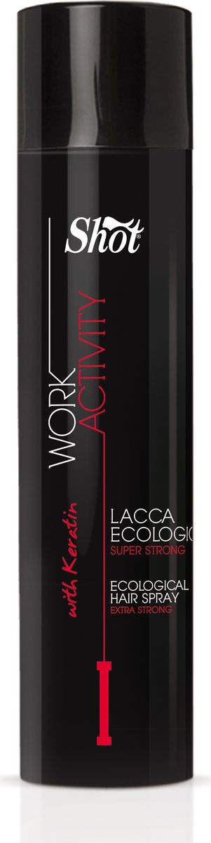 Shot Work Activity Ecological Hairspray Extra Strong - Экологический лак супер-сильной фиксации 100 млSHWA115 Shot Work Activity Ecological Hairspray Extra Strong - Экологический лак супер-сильной фиксации 100 млSHWA115Предназначен для ослабленных волос и чувствительной кожи головы. Обладает составом, обогащенным питательными компонентами, и потрясающим уровнем фиксации, позволяющим сохранять форму самых сложных и праздничных укладок. Содержит минимальное количество «вредных» составляющих, способных вызывать аллергические реакции, раздражать восприимчивую кожу и ослаблять пряди. Их место занимают натуральный высококачественный кератин - основной строительный материал каждого волоска, коллаген и антиоксидантный витаминный комплекс. Столь насыщенный питательный коктейль омолаживает и восстанавливает травмированные локоны, наполняет их ослепительным блеском и шелковистостью. С лаком Shot Work Activity Ecological Hairspray Extra Strong укладку будет иметь ухоженный аккуратный вид в течение всего дня, а волосы станут красивыми и здоровыми!