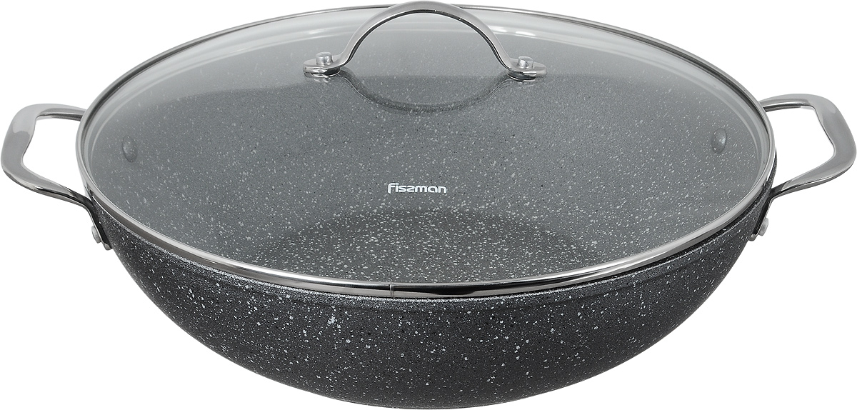 Вок Fissman Moon Stone с крышкой, с антипригарным покрытием. Диаметр 32 смAL-4412.32 Вок Fissman Moon Stone с крышкой, с антипригарным покрытием. Диаметр 32 смAL-4412.32Вок Fissman Moon Stone изготовлен из алюминия с четырехслойным антипригарным покрытием Platinum. Такое покрытие стойкое к появлению царапин и истиранию. Толстое дно обеспечивает равномерное распределение тепла. Вок оснащен удобными металлическими ручками. Вок имеет необычную коническую форму. Он универсален: в нем удобно жарить, тушить, коптить, готовить на пару. Основной принцип приготовления еды - быстрая жарка с непрерывным помешиванием. Готовые блюда содержат минимум жира - впитыванию масла мешает постоянное перемещение кусочков. За счет высоких стенок вока кусочки во время интенсивного перемешивания не высыпаются. Вок имеет стеклянную крышку с металлической ручкой и отверстие для выхода пара. Идеальные рецепты для вока - рагу, жаркое, плов, мясо с гарнирами из лапши и овощей, блюда-фри. Подходит для газовых, электрических, стеклокерамических, индукционных плит. Можно мыть в посудомоечной машине. Высота стенки: 9 см. ...