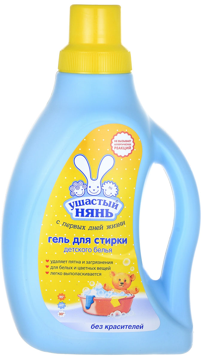 Ушастый нянь Гель для стирки детского белья, 750 мл03.15.01.09002 Ушастый нянь Гель для стирки детского белья, 750 мл03.15.01.09002Гель Ушастый нянь специально создано для стирки детского белья, в том числе новорожденных. Подходит для стирки в автоматических стиральных машинах и вручную. Эффективно справляется с основными загрязнениями и результатами жизнедеятельности малышей, биологически сложными пятнами (соки, фрукты, ягоды, трава, шоколад, кровь). Защищает яркие цвета тканей (содержит цветосберегающий комплекс). Характеристики: Объем: 750 мл. Производитель: Россия. Товар сертифицирован.