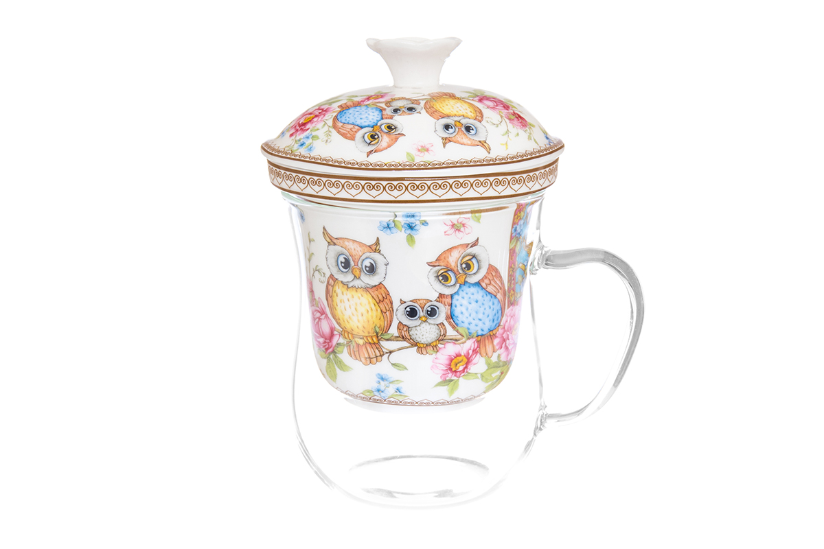 Кружка Elan Gallery New Bone China. Совушки, с ситом, 400 мл420121 Кружка Elan Gallery New Bone China. Совушки, с ситом, 400 мл420121Кружка из стекла для заваривания чая. В комплекте кружка, крышка, фарфоровое сито. Изделие имеет подарочную упаковку, поэтому станет желанным подарком для Ваших близких! Не рекомендуется применять абразивные моющие средства.