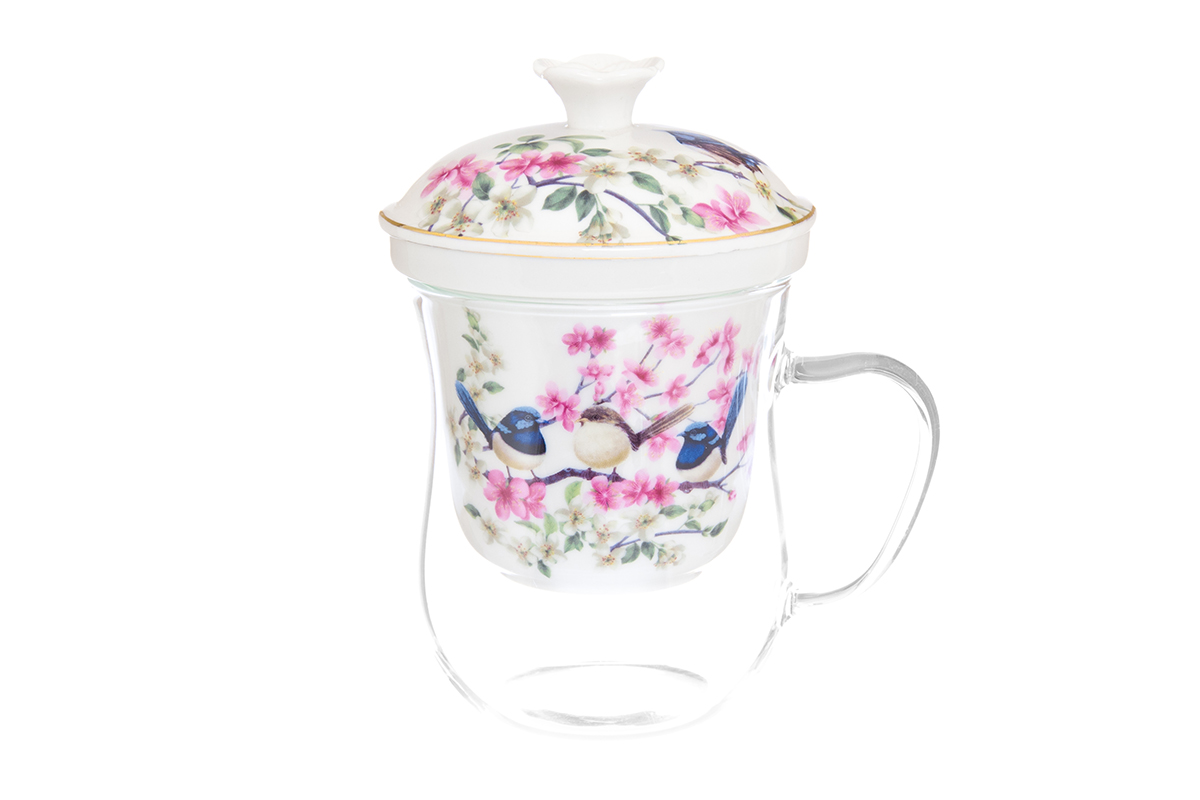 Кружка Elan Gallery New Bone China. Райские птички, с ситом, 400 мл420123 Кружка Elan Gallery New Bone China. Райские птички, с ситом, 400 мл420123Кружка из стекла для заваривания чая. В комплекте кружка, крышка, фарфоровое сито. Изделие имеет подарочную упаковку, поэтому станет желанным подарком для Ваших близких! Не рекомендуется применять абразивные моющие средства.