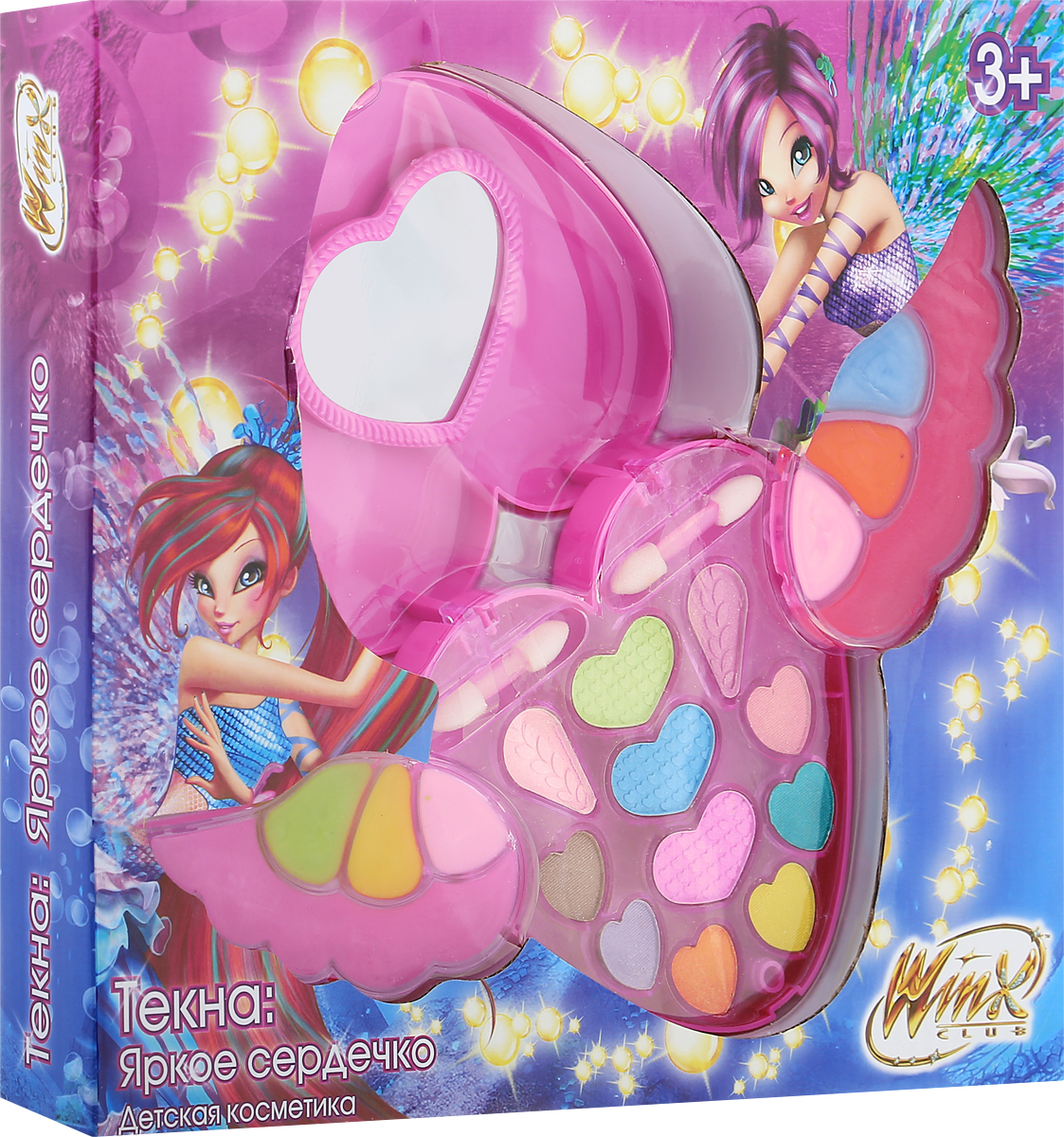 Winx Club Набор детской декоративной косметики Текна Яркое сердечкоWNX1507-003 Winx Club Набор детской декоративной косметики Текна Яркое сердечкоWNX1507-003Набор детской косметики Winx Club Текна: Яркое сердечко (тени, блеск, зеркало, кисточки) изготовлен под лицензией известного мультсериала и включает всё необходимое для создания яркого образа. Красочное, фирменное оформление упаковки, любимые персонажи, качество и безопасность для ребёнка - всё это делает лицензионную продукцию привлекательной и популярной среди покупателей всех возрастов. Рекомендуемый возраст от 3 лет. Не рекомендуется детям до 3-х лет. Уважаемые клиенты! Обращаем ваше внимание, что полный перечень состава представлен на дополнительном изображении.