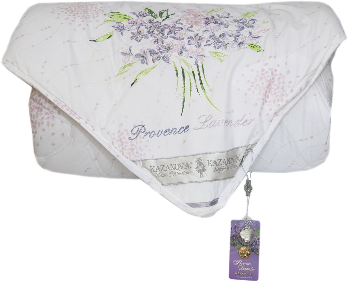Одеяло KAZANOV.A. Organic Fibers. Provence Lavender, цвет: белый, 155 х 210 смК44-156-1.6 Одеяло KAZANOV.A. Organic Fibers. Provence Lavender, цвет: белый, 155 х 210 смК44-156-1.6Одеяла серии Organic Fibers созданы по лучшей на сегодняшний день технологии АэроПух. Технология изготовления наполнителя придаёт материалу уникальные свойства: с одной стороны объём и мягкость, а с другой – для него характерна упругость и способность восстанавливаться при сдавливании до первоначального объёма и формы.Благодаря хаотичному расположению скрученных волокон аэропух избегает основной проблемы других наполнителей – сбивания. Особенности технологии изготовления аэропуха обеспечивают ему ряд потребительских свойств: высокая гипоаллергенность – исключение условий размножения клещей и микроорганизмов; прекрасная вентилируемость; «эффект памяти» ; экологичность – технология производства без применения вредных для здоровья веществ. При всех вышеуказанных преимуществах этого наполнителя есть ещё один существенный плюс :изделия из аэропуха –выдерживают неограниченное число стирок в стиральной машине при деликатном режиме.