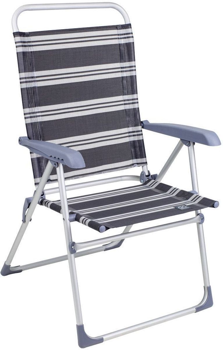 Кресло складное GoGarden Sunrise Deluxe, 4-позиционная регулировка, 62 х 58 х 103 см50322 Кресло складное GoGarden Sunrise Deluxe, 4-позиционная регулировка, 62 х 58 х 103 см50322Садовое кресло GoGarden Sunset Deluxe отлично подойдет для отдыха на даче и природе. 4-х позиционная регулировка наклона спинки позволяет принять наиболее комфортное положение. Спинка следуют анатомическим изгибам тела и обеспечивают хорошую поддержку спины. Удобные подлокотники из высококачественного пластика, фурнитура отличного качества, улучшенный механизм регулировки спинки. Материал сиденья TEXTILENE устойчив к ультрафиолетовому излучению и образованию плесени. Благодаря своей структуре материал не впитывает влагу, быстро сохнет и очень простой в уходе. Кресло можно хранить на открытом воздухе в течение всего сезона. Сиденье не имеет поперечной рамы, что обеспечивает комфорт при длительном использовании. Конструкция ножек препятствует проваливанию кресла в землю и песок. Кресло SGoGarden Sunset Deluxe составит отличную пару модели Sunset DELUXE в линейке дачной мебели GoGarden. Рама кресла выполнена из высокачественного 22 мм алюминия, а...
