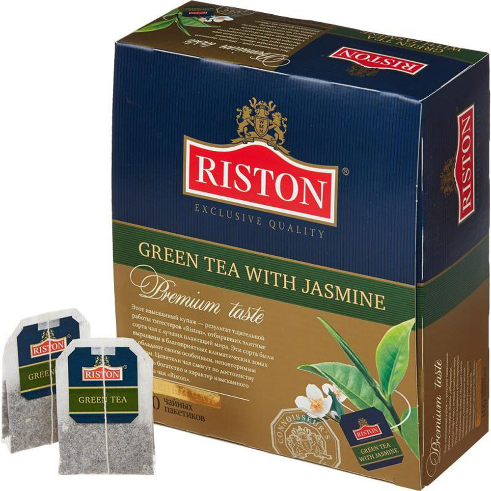Riston Зеленый чай с жасмином в пакетиках, 100 шт4792156005461 Riston Зеленый чай с жасмином в пакетиках, 100 шт4792156005461Этот изысканный купаж - результат тщательной работы титестеров Riston, отбиравших элитные сорта чая с лучших плантаций мира. Эти сорта были выращены в благоприятных климатических зонах и обладают своим особенным, неповторимым вкусом. Ценители чая смогут по достоинству оценить богатство и характер изысканного аромата чая Riston. В упаковке 100 чайных пакетиков.