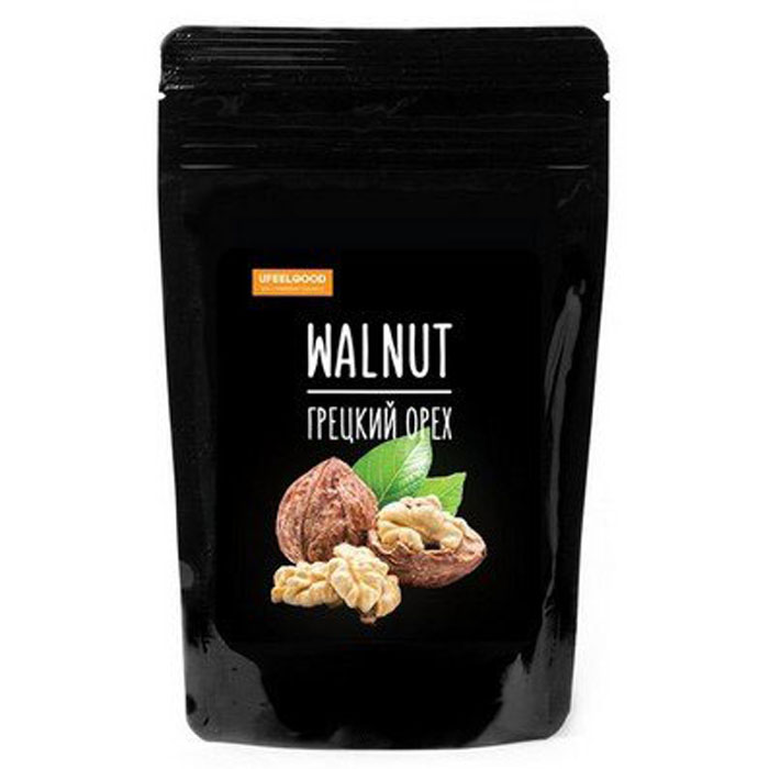 UFEELGOOD Walnut грецкий орех, 90 г456 UFEELGOOD Walnut грецкий орех, 90 г456Употребление орехов способствует нормализации желудочной секреции, независимо пониженная она или, наоборот, повышенная. С помощью орехов можно предупредить и даже излечить атеросклероз. Плоды грецкого ореха способны снять сильное нервное напряжение, для чего необходимо, по совету восточных лекарей, съедать по несколько ядер грецкого ореха в день (калоризатор). Грецкие орехи полезны при железодефицитной анемии, так как в их ядрах содержатся: железо, медь, кобальт, цинк. Грецкие орехи можно рекомендовать при сахарном диабете, поскольку в их составе присутствуют марганец, цинк, обладающие сахароснижающим действием и, кроме того, орехи бедны углеводами и богаты различными веществами, способными задерживать ожирение печени.