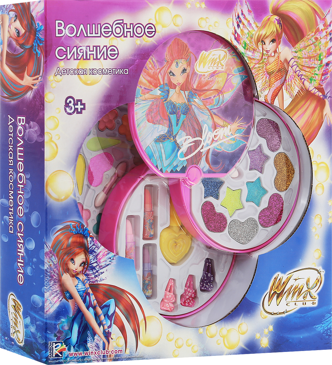 Winx Club Набор детской декоративной косметики Волшебное сияниеWNX1507-002 Winx Club Набор детской декоративной косметики Волшебное сияниеWNX1507-002Набор детской косметики Winx Club Волшебное сияние (блеск, тени, лак, помадки, кисточки) изготовлен под лицензией известного мультсериала и включает всё необходимое для создания яркого образа. Красочное, фирменное оформление упаковки, любимые персонажи, качество и безопасность для ребёнка - всё это делает лицензионную продукцию привлекательной и популярной среди покупателей всех возрастов. Рекомендуемый возраст от 3 лет. Не рекомендуется детям до 3-х лет. Уважаемые клиенты! Обращаем ваше внимание, что полный перечень состава продукта представлен на дополнительном изображении.