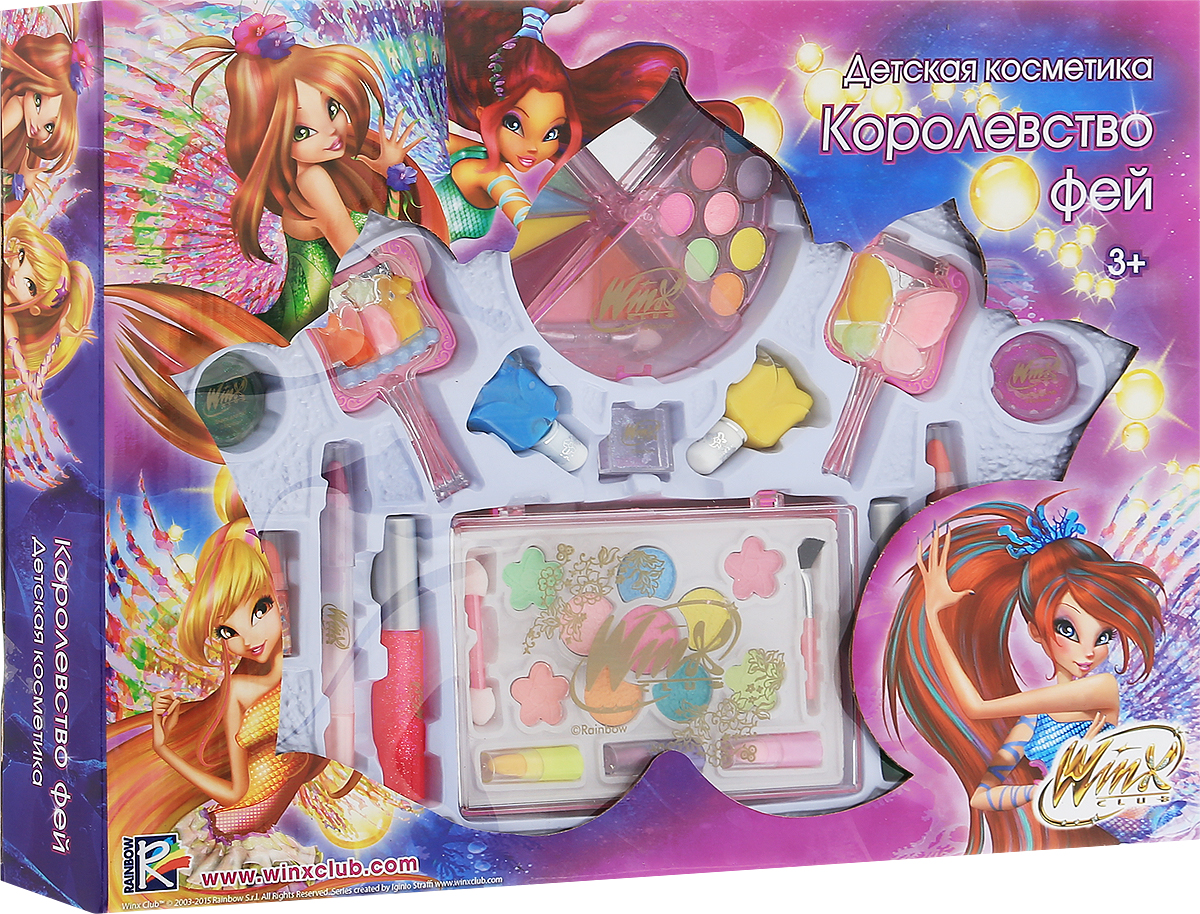 Winx Club Набор детской декоративной косметики Королевство фейWNX1507-008 Winx Club Набор детской декоративной косметики Королевство фейWNX1507-008Набор детской косметики Winx Club Королевство фей (блеск, тени, лаки, помадки, дополнительные элементы) изготовлен под лицензией известного мультсериала. Он включает всё необходимое для создания яркого образа. Яркое, фирменное оформление упаковки, любимые персонажи, качество и безопасность для ребёнка - всё это делает лицензионную продукцию привлекательной и популярной среди покупателей всех возрастов. Рекомендуемый возраст от 3 лет. Не рекомендуется детям до 3-х лет. Уважаемые клиенты! Обращаем ваше внимание, что полный перечень состава представлен на дополнительном изображении.