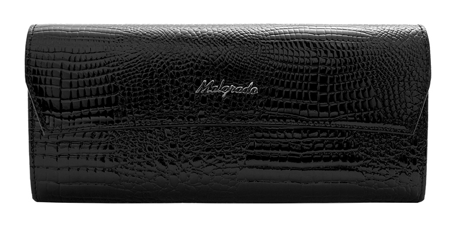 Кошелек женский Malgrado, цвет: черный. 75504-4675504-46# Black Кошелек Бол. Malgrado Кошелек женский Malgrado, цвет: черный. 75504-4675504-46# Black Кошелек Бол. MalgradoСтильный кошелек Malgrado выполнен из лаковой натуральной кожи черного цвета с декоративным тиснением под змею, застегивается клапаном на кнопку. Внутри содержит два горизонтальных кармана для бумаг, девять кармашков для кредитных карт, отделение на молнии для мелочи и два отделения для купюр. На задней стороне кошелька расположен открытый кармашек. Кошелек упакован в подарочную металлическую коробку с логотипом фирмы. Такой кошелек станет замечательным подарком человеку, ценящему качественные и практичные вещи. Характеристики: Материал: натуральная кожа, текстиль, металл. Размер кошелька: 19 см х 10 см х 2 см. Цвет: черный. Размер упаковки: 23 см х 13 см х 4,5 см. Артикул: 75504-46.