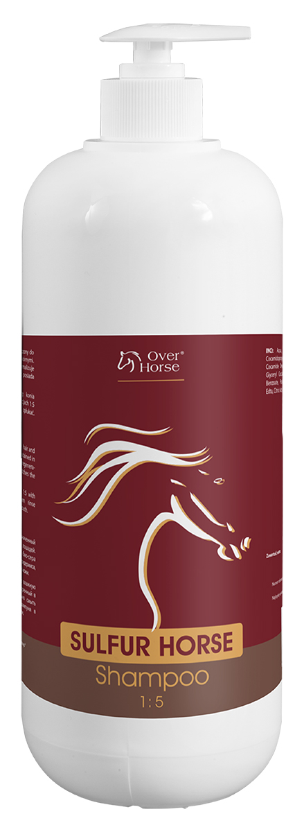 Шампунь для лошадей Over Horse Sulphur Horse Shampoo, для проблемной кожи, 400 мл5900232782406 Шампунь для лошадей Over Horse Sulphur Horse Shampoo, для проблемной кожи, 400 мл5900232782406Шампунь для лошадей с проблемной кожей, на основе биосеры. Нежно очищает, питает и ухаживает за волосами, позволяет поддерживать их здоровый вид. Регулирует избыточную секрецию сальных желез, обладает антисептическими и очищающими свойствами, нормализует процесс регенерации эпидермиса. Содержит уникальный компонент на основе цинка, который оказывает смягчающий, успокаивающий эффект, уменьшая ощущение зуда. Соответствует естественому уровеню рН кожи лошади.