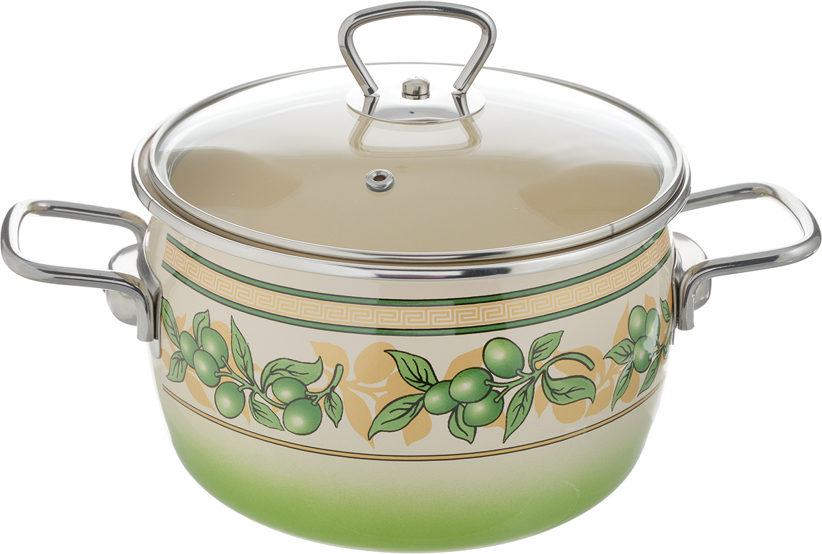 Кастрюля Vitross Oliva с крышкой, цвет: бежевый, зеленый, 3 л8SC185S/7SC185S Кастрюля Vitross Oliva с крышкой, цвет: бежевый, зеленый, 3 л8SC185S/7SC185SКастрюля Vitross Oliva выполнена из нержавеющей стали с эмалированным покрытием - наиболее безопасным видом покрытий посуды. Прочный стальной корпус обеспечивает эффективную тепловую обработку и не деформируется в процессе эксплуатации. Такая кастрюля идеальна для тепловой обработки и хранения пищевых продуктов, приготовления холодных блюд и сервировки стола. Кастрюля оснащена стеклянной крышкой с металлическим ободом и пароотводом. По бокам кастрюли расположены удобные стальные ручки. Подходит для всех типов плит, включая индукционные. Можно мыть в посудомоечной машине. Диаметр кастрюли (по верхнему краю): 18 см. Высота стенок кастрюли: 11,5 см. Ширина кастрюли с учетом ручек: 29,5 см.
