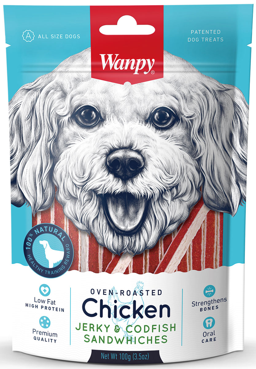 Лакомство для собак Wanpy Dog, курица с треской в форме сэндвича, 100 гCC-01S Лакомство для собак Wanpy Dog, курица с треской в форме сэндвича, 100 гCC-01SWanpy Dog лакомство курица с треской в форме сэндвича100г. Вкусное и натуральное лакомство для собак. Применение: давать в виде дополнения к основному питанию. У животного всегда должна быть свежая вода. Внимание! Абсорбент, находящийся внутри упаковки не подлежит скармлению животным, предназначен для предотвращения образования влаги внутри упаковки. ес упаковки 100г.Анализ компонентов: Сырой белок 28,0%; Сырой жир 1,0 %; Клетчатка 0,5%; Зола 3,0%; Влага 30,0%Состав: курица, глицерин, треска, белки животного происхождения, крахмал, чесночный порошок, разрешенные ЕС красители, соль, сахар, растительное маслоРекомендации по кормлению: давать в виде дополнения к основному питанию. Свежая вода всегда должна быть доступна вашему питомцу.