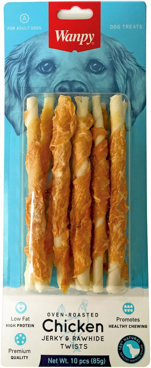 Лакомство для собак Wanpy Dog, трубочки из сыромятной кожи с куриным мясом, 85 гCD-10H Лакомство для собак Wanpy Dog, трубочки из сыромятной кожи с куриным мясом, 85 гCD-10HWanpy Dog лакомство трубочки из сыромятной кожи с куриным мясом 85 г. Вкусное и натуральное лакомство для собак. Применение: давать в виде дополнения к основному питанию. У животного всегда должна быть свежая вода. Внимание! Абсорбент, находящийся внутри упаковки не подлежит скармлению животным, предназначен для предотвращения образования влаги внутри упаковки. ес упаковки 85 г.Анализ компонентов: Сырой белок 82,0%; Сырой жир 2,0%; Клетчатка 0,5%; Зола 3,5%; Влага 18,0%Состав: курица, сыромятная кожа, глицерин, сольРекомендации по кормлению: давать в виде дополнения к основному питанию. Свежая вода всегда должна быть доступна вашему питомцу.