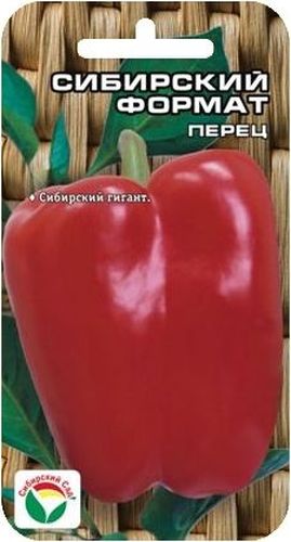 Семена Сибирский сад Перец. Сибирский формат, 15 штBP-00000356 Семена Сибирский сад Перец. Сибирский формат, 15 штBP-00000356Новый мощный среднеспелый сорт, впечатляющий размерами и весом красивых красных плодов. Имеет крупный высокорослый (до 80 см) куст полуштамбового типа. Формирует до 15 очень крупных кубовидных 3-4-камерных плодов. Средний размер плода 12x10 см, максимальный 18x12 см, масса 300-450 г. Окраска плодов в технической спелости темно-зеленая, в период созревания темно-красная, глянцевая. Толщина стенки перикарпия 8-10 мм. Плоды имеют нежную консистенцию, приятный вкус и запах. Сорт требователен к плодородию почвы и поливу, но в тоже время способен дать хороший урожай и на менее обеспеченных почвах. Урожайность до 3,5 кг с растения. Для увеличения урожайности рекомендуется соблюдать режим минерального питания и полива, своевременно производить сбор плодов, достигших технической зрелости. Посев на рассаду производят за 60-70 дней до высадки растений на постоянное место. Оптимальная постоянная температура прорастания семян 26-28°С. При высадке в грунт на 1 м2...