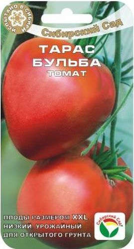 Семена Сибирский сад Томат. Тарас Бульба, 20 штBP-00000681 Семена Сибирский сад Томат. Тарас Бульба, 20 штBP-00000681Среднеспелый низкорослый крупноплодный сорт для открытого грунта и пленочных укрытий. Селекционирован в сложных климатических условиях сибирского региона, хорошо растет и плодоносит в условиях открытого грунта, позволяя с минимумом затрат получить урожай крупных и вкусных сердцевидных плодов массой до 500 г. Растение высотой 0,8-0,9 м, пасынкуется до первой кисти. В кисти 3-4 розовых плода в форме сердца, средней массой 300 г, с плотной мякотью и отличным вкусом. Сорт стабильно урожайный, до 9 кг/м2. Сорт отзывчив к поливу и регулярным подкормкам комплексными удобрениями, чувствителен к недостатку бора и калия в почве.