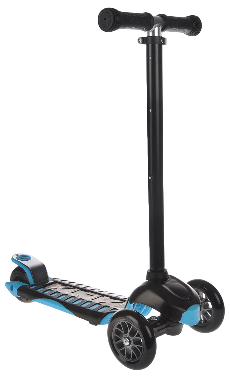 Самокат трехколесный Scooter, цвет: черный, голубой. TLS-302TLS-302 Самокат трехколесный Scooter, цвет: черный, голубой. TLS-302TLS-302Яркий трехколесный самокат Scooter станет отличным подарком юному гонщику! Спереди самокат имеет два колеса для большей устойчивости. Стойка самоката регулируется по высоте. Ручки покрыты мягкими накладками из вспененного полимера, что позволяет избежать мозолей на ладонях. Заднее колесо оснащено тормозом. Полиуретановые колеса обеспечивают хорошее сцепление с дорогой. Катание на самокате - одно из любимых занятий детей. Оно приобретает большую популярность, поскольку не требует специальных навыков. Самокат дает возможность не только замечательно провести досуг, но и обеспечить определенное физическое развитие его владельцу. Порадуйте своего ребенка таким замечательным подарком! Толщина передних колес: 2,5 см. Толщина заднего колеса: 4 см.