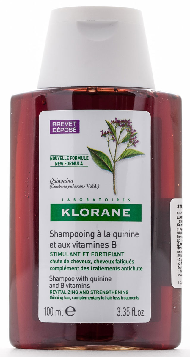 Klorane Шампунь Thinning Hair с экстрактом Хинина укрепляющий 100 млC23696 Klorane Шампунь Thinning Hair с экстрактом Хинина укрепляющий 100 млC23696Укрепляющий шампунь с хинином - настоящий источник энергии и силы для усталых волос. Благодаря укрепляющему и стимулирующему действию шампуня с хинином волосы вновь обретают здоровье и красоту. Мягкая моющая основа очищает волосы, не повреждая их, и позволяет мыть голову так часто, как это необходимо. Бережно очищает и укрепляет волосы