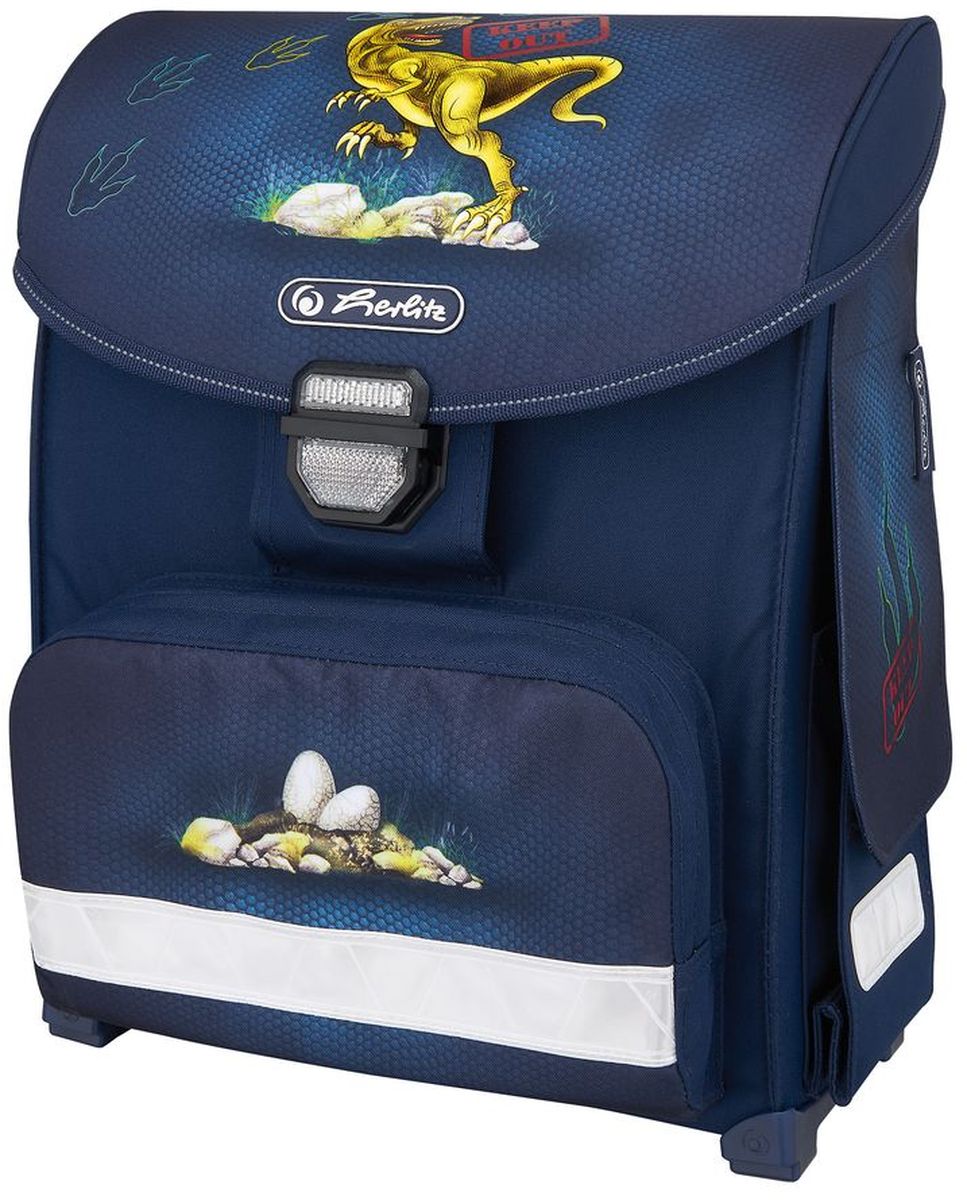 Herlitz Ранец школьный Smart Dino50007875 Herlitz Ранец школьный Smart Dino50007875Ранец Smart Dino Описание: Описание: размер 38х30х21см -полиэстер - замок -защелка легко открывается и закрывается благодаря специальному клапану, - 2 внутренних отделения - расписание уроков под крышкой ранца - передний наружный карман на «молнии» - водоотталкивающая ткань - светоотражатели 3M на переднем кармане, боковых карманах и лямках - прочные пластиковые ножки, защищающие дно от загрязнения - 2 боковых раскладывающихся кармана на «липучке» - эргономичная спинка и уплотненные регулируемые лямки из вентилируемого материала. вес менее 1000 гр
