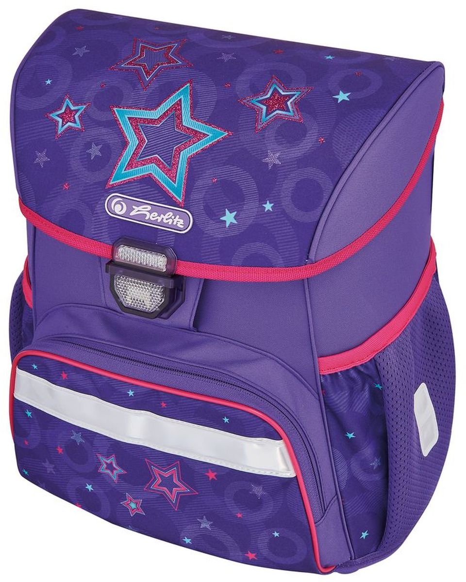 Herlitz Ранец школьный Loop Stars50008094 Herlitz Ранец школьный Loop Stars50008094Ранец Loop Stars без наполнения Описание: размер 37х31х24см -полиэстер - замок -защелка легко открывается и закрывается благодаря специальному клапану, - 2 внутренних отделения - расписание уроков под крышкой ранца - передний наружный карман на «молнии» - водоотталкивающая ткань - светоотражатели 3M на переднем кармане, боковых карманах и лямках - прочное пластиковое дно защищающие от загрязнения - 2 боковых кармана на резиночке - эргономичная спинка и уплотненные регулируемые лямки из вентилируемого материала. вес менее 1000 гр