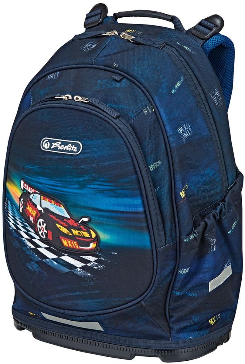 Herlitz Рюкзак школьный Bliss Super Racer50008100 Herlitz Рюкзак школьный Bliss Super Racer50008100Рюкзак Bliss Super Racer размер 18х30х43 - Эргономичная спинка с 3 -уровневой системой регулировки лямок Ergo System ES2 - Грудная стяжка. - Светоотражающие элементы на передней части, боковых карманах и лямках. - Просторное основное отделение. - Передний карман с органайзером на молнии. - Два боковых кармана на резиночке Вес менее 1000 г