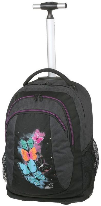 Walker Рюкзак школьный Trolley Spin Butterfly на колесиках42492/80 Walker Рюкзак школьный Trolley Spin Butterfly на колесиках42492/80Рюкзак на колесиках Trolley Spin Butterfly 32x46x21см Объем:31 л Материал: 600D Polyester - Эргономичная спинка с подушечками -карманами, в которые можно убрать лямки рюкзака; - Водонепроницаемый материал; - Уплотненные регулируемые по высоте лямки из вентилируемого материала на карабинах; - основной отсек с отделением для ноутбука - карман на лицевой части рюкзака - органайзер; - выдвижная ручка - колесики с плавным ходом - карман на молнии, на спинке рюкзака, с защитным чехлом для колесиков и дна рюкзака.