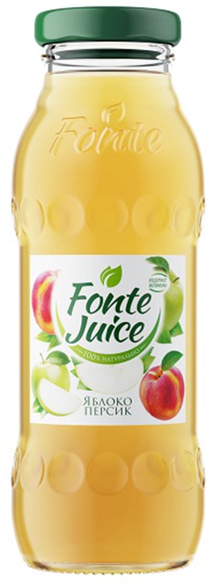 Fonte juice Нектар яблоко, персик, 0,2 л4607050696717 Fonte juice Нектар яблоко, персик, 0,2 л4607050696717Сочный вкус и свежий аромат спелых зеленых яблок напоминают о раннем летнем утре, а легкие персиковые нотки дарят сладкое послевкусие, смягчая яблочную прохладу. Источник твоей легкости! Рекомендовано к употреблению с 5 лет.