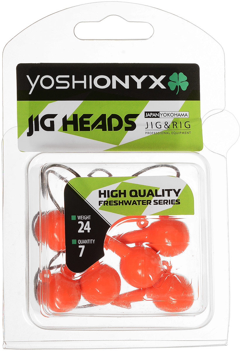 Джиг-головка Yoshi Onyx JIG Bros. Шар 1, крючок Eagle Claw, цвет: оранжевый, 24 г, 7 шт96508 Джиг-головка Yoshi Onyx JIG Bros. Шар 1, крючок Eagle Claw, цвет: оранжевый, 24 г, 7 шт96508Джиг-головки Yoshi Onyx JIG Bros. Шар 1, окрашенные в яркий цвет, станут незаменимыми помощниками рыбака в поиске и поимке трофея. Джиг-головки используются для огрузки спиннинговых приманок. Форма шар является одной из самых популярных в джиговых оснастках из-за ее универсальности. Шары с успехом применяются практически на всех водоемах. Острый и невероятно прочный крючок Eagle Claw, который почти невозможно разогнуть, оснащает джиг-головку. Несмотря на кажущуюся простоту этих грузил, от правильного подбора во многом зависит клев хищника. Выбирайте джиговую головку в зависимости от предполагаемого места ловли и используемой с ней приманки, возможной глубины, скорости течения, ветра и прочего.