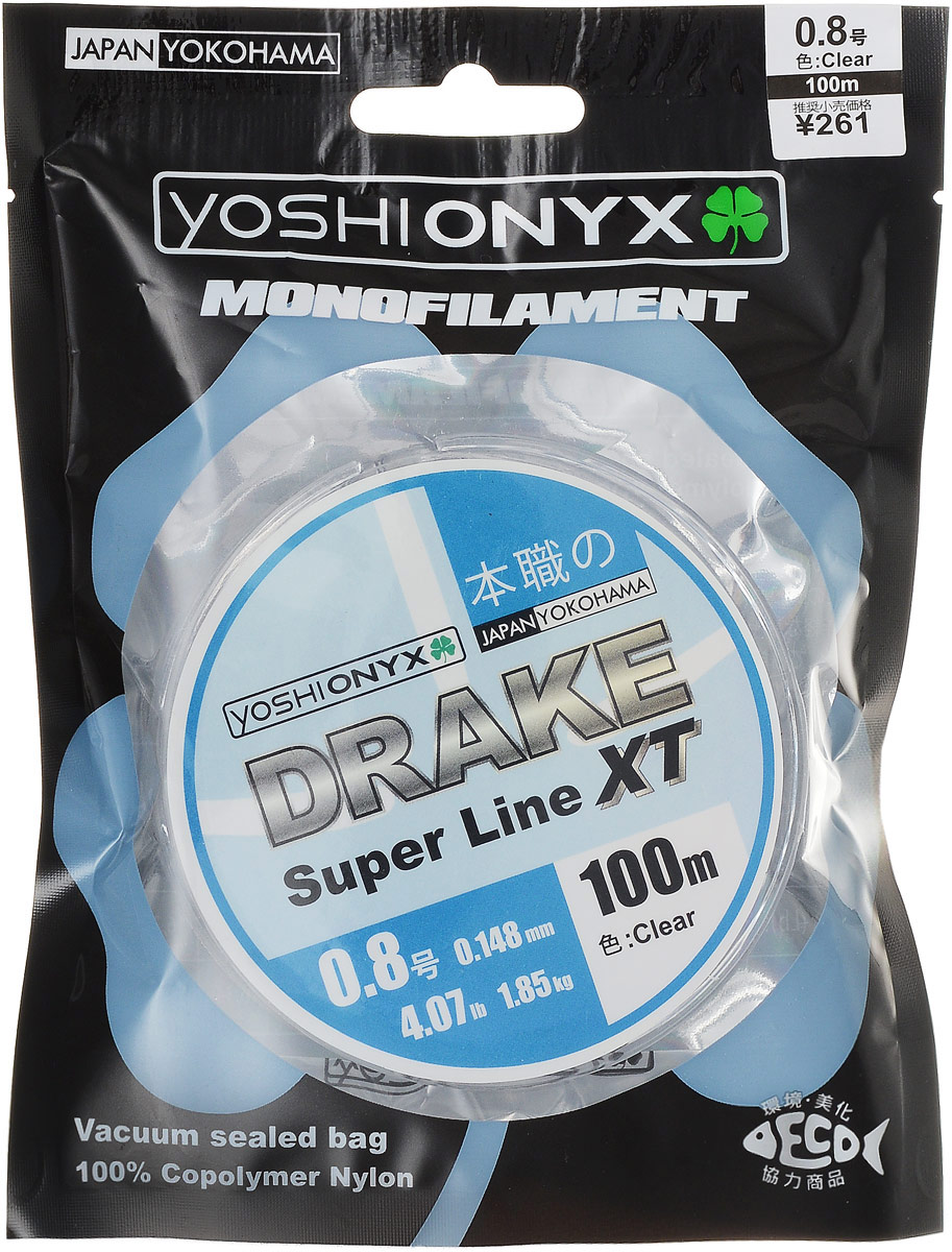 Леска Yoshi Onyx Drake Super Line XT, цвет: прозрачный, 100 м, 0,148 мм, 1,85 кг89467 Леска Yoshi Onyx Drake Super Line XT, цвет: прозрачный, 100 м, 0,148 мм, 1,85 кг89467Леска Yoshi Onyx Drake Super Line XT выполнена из прозрачного монофила (нейлон), что делает ее универсальной. Скользкий и мягкий, этот материал невероятно прочен и отлично выдерживает разрывную нагрузку на большинстве узлов. Леска обладает непревзойденными водоотталкивающими свойствами и практически незаметна в воде, что делает ее незаменимой при ловле в условии низких температур. Данная леска обладает повышенной устойчивостью к истиранию, прочностью и превосходной чувствительностью.
