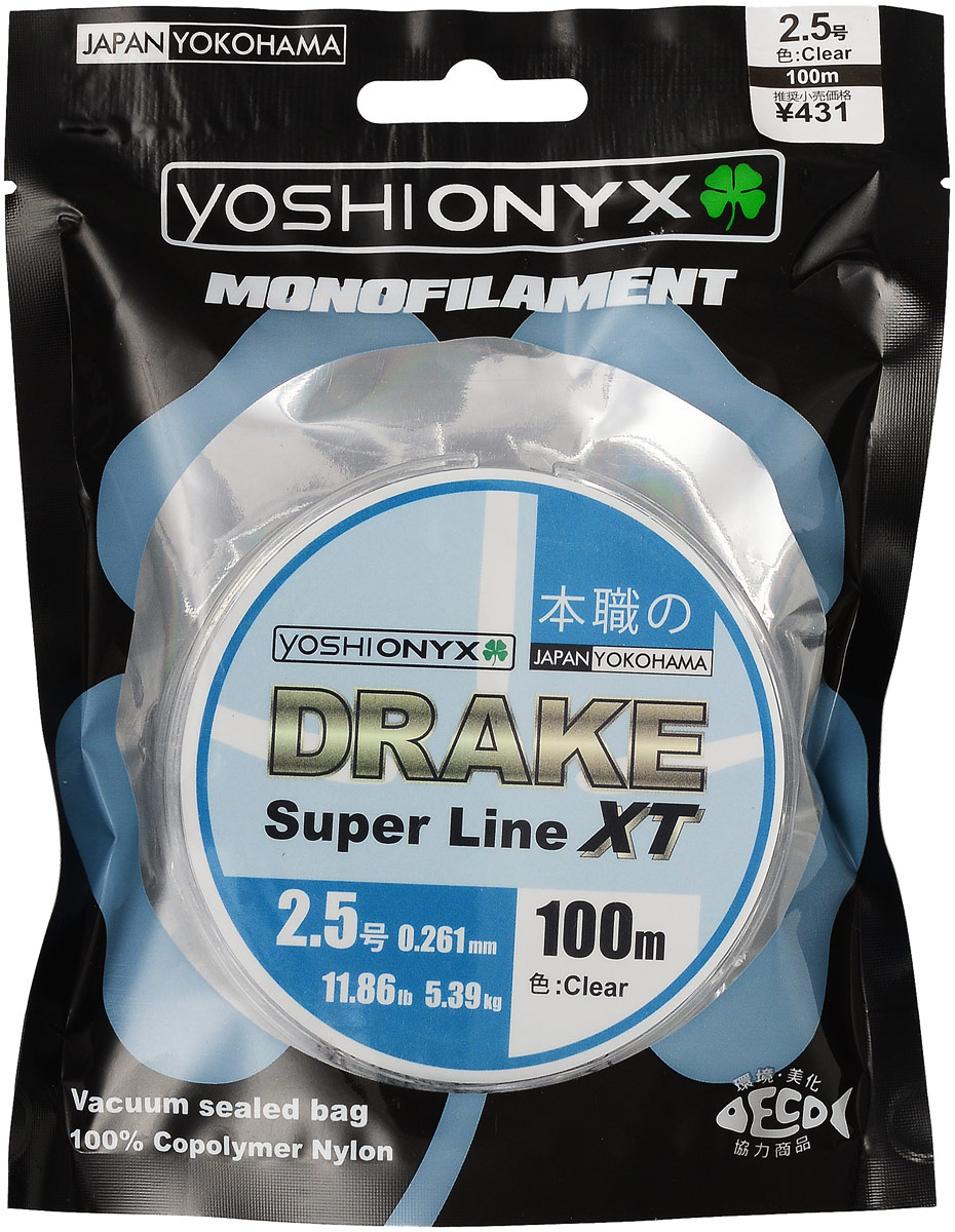 Леска Yoshi Onyx Drake Super Line XT, цвет: прозрачный, 100 м, 0,261 мм, 5,39 кг89472 Леска Yoshi Onyx Drake Super Line XT, цвет: прозрачный, 100 м, 0,261 мм, 5,39 кг89472Леска Yoshi Onyx Drake Super Line XT выполнена из прозрачного монофила (нейлон), что делает ее универсальной. Скользкий и мягкий, этот материал невероятно прочен и отлично выдерживает разрывную нагрузку на большинстве узлов. Леска обладает непревзойденными водоотталкивающими свойствами и практически незаметна в воде, что делает ее незаменимой при ловле в условии низких температур. Данная леска обладает повышенной устойчивостью к истиранию, прочностью и превосходной чувствительностью.