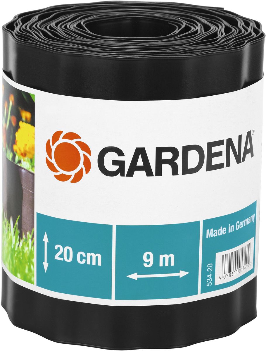 Бордюр Gardena, цвет: черный, ширина 20 см, длина 9 м00534-20.000.00 Бордюр Gardena, цвет: черный, ширина 20 см, длина 9 м00534-20.000.00Бордюр GARDENA, выполненный из высококачественного пластика, обеспечивает чистоту краев цветочных клумб. Четкая граница предотвращает чрезмерный рост растительности и распространение корней. В рулоне 9 м бордюра высотой 9 см, 15 см или 20 см.