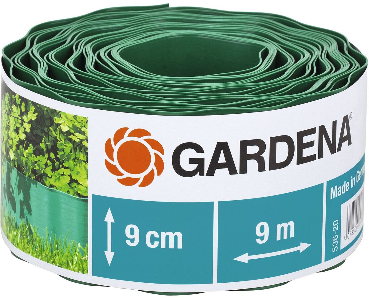 Бордюр Gardena, цвет: зеленый, ширина 9 см, длина 9 м00536-20.000.00 Бордюр Gardena, цвет: зеленый, ширина 9 см, длина 9 м00536-20.000.00Бордюр GARDENA, выполненный из высококачественного пластика, обеспечивает чистоту краев газона. Четкая граница предотвращает чрезмерный рост растительности и распространение корней. В рулоне 9 м бордюра высотой 9 см, 15 см или 20 см.