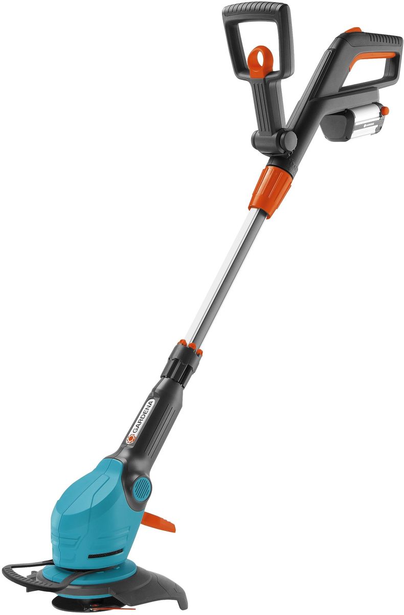 Триммер аккумуляторный Gardena EasyCut Li-18/23R, без аккумулятора09823-55.000.00 Триммер аккумуляторный Gardena EasyCut Li-18/23R, без аккумулятора09823-55.000.00Легкий аккумуляторный триммер GARDENA EasyCut Li-18/23R чрезвычайно прост в эксплуатации и особенно удобен при обработке протяженных кромок газона и кошении травы в труднодоступных местах. Сменный литиево-ионный аккумулятор характеризуется высокой производительностью, что означает продолжительное кошение густой травы. Система кошения при помощи пластиковых ножей RotorCut обеспечивает низкий уровень шума и превосходные результаты кошения. Легко регулируемая рукоятка удлиненной формы гарантирует комфорт рабочего положения и эргономичность. Телескопическая штанга настраивается под рост пользователя. Угол наклона штанги относительно режущего блока регулируется, что упрощает кошение в труднодоступных местах, например, под садовыми скамейками. При кошении вблизи клумб и цветников может быть установлено приспособление для защиты растений, предотвращающее повреждение цветов. Благодаря блокиратору выключателя предотвращается непреднамеренный запуск инструмента. В комплект поставки триммера...
