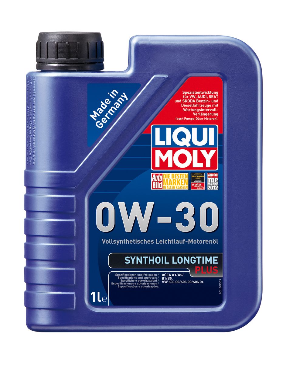 Масло моторное Liqui Moly Synthoil Longtime Plus, синтетическое, 0W-30, 1 л1150 Масло моторное Liqui Moly Synthoil Longtime Plus, синтетическое, 0W-30, 1 л1150Масло моторное Liqui Moly Synthoil Longtime Plus - специальный продукт для автомобилей VW с двигателями R5 TDI и V10 TDI выпуска до 06.2006 (для других двигателей - Top Tec 4200). 100% ПАО-синтетическое всесезонное масло, специально разработанное под особые требования Volkswagen Group. Подходит для использования в бензиновых и дизельных автомобилях с турбонаддувом и без него. Значительно снижает расход топлива и одновременно повышает ресурс двигателя. Комбинация синтетической базы и передовых технологий в области разработок присадок гарантирует низкую вязкость масла при низких температурах, высокую надежность масляной пленки. Масло предотвращает образование отложений в двигателе, снижает трение и защищает от износа. Особенности: - Очень высокие показатели по экономии топлива - Быстрое поступление масла к деталям двигателя при низких температурах - Отличная чистота двигателя - Очень высокая защита от износа и надежность смазывания -...
