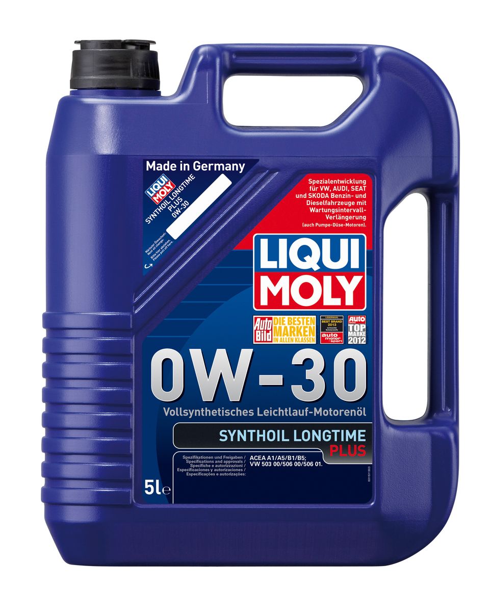 Масло моторное Liqui Moly Synthoil Longtime Plus, синтетическое, 0W-30, 5 л1151 Масло моторное Liqui Moly Synthoil Longtime Plus, синтетическое, 0W-30, 5 л1151Масло моторное Liqui Moly Synthoil Longtime Plus - специальный продукт для автомобилей VW с двигателями R5 TDI и V10 TDI выпуска до 06.2006 (для других двигателей - Top Tec 4200). 100% ПАО-синтетическое всесезонное масло, специально разработанное под особые требования Volkswagen Group. Подходит для использования в бензиновых и дизельных автомобилях с турбонаддувом и без него. Значительно снижает расход топлива и одновременно повышает ресурс двигателя. Комбинация синтетической базы и передовых технологий в области разработок присадок гарантирует низкую вязкость масла при низких температурах, высокую надежность масляной пленки. Масло предотвращает образование отложений в двигателе, снижает трение и защищает от износа. Особенности: - Очень высокие показатели по экономии топлива - Быстрое поступление масла к деталям двигателя при низких температурах - Отличная чистота двигателя - Очень высокая защита от износа и надежность смазывания -...