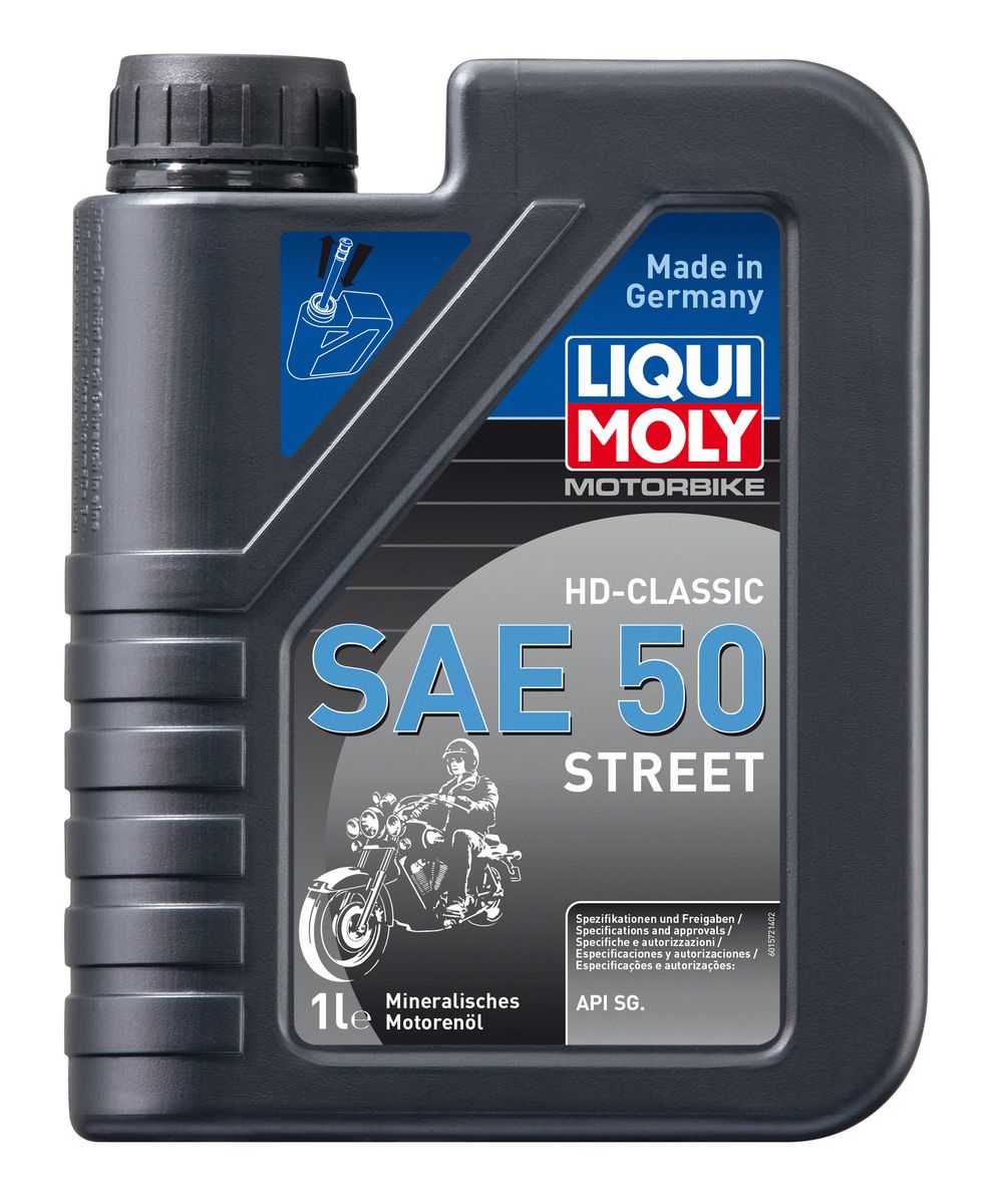 Масло моторное Liqui Moly Motorbike HD-Classic Street, минеральное, SAE 50, 1 л1572 Масло моторное Liqui Moly Motorbike HD-Classic Street, минеральное, SAE 50, 1 л1572Масло моторное Liqui Moly Motorbike HD-Classic Street предназначено для летней эксплуатации шоссейной мототехники на дорогах с твердым покрытием. Универсального применения, преимущественно для низкооборотных мотодвигателей с воздушным охлаждением. Для классических и коллекционных ретро-мотоциклов. Использована высоковязкая минеральная базовая основа, обладающая стойкостью к перегреву и потере вязкости. Современный пакет присадок обеспечивает отменную совместимость с фрикционными материалами и оптимальное смазывание как двигателя, так и коробки передач мототехники. Уменьшает шумы в работе. Высоковязкая минеральная базовая основа в сочетании с современными присадками обеспечивает: - повышенное давление в системе смазки, - отличное смазывание двигателя и КПП, - отличные антипенные свойства, - максимальную защиту двигателя от износа, - снижение шума в работе агрегатов, - малый расход масла на угар, - длительный срок службы...